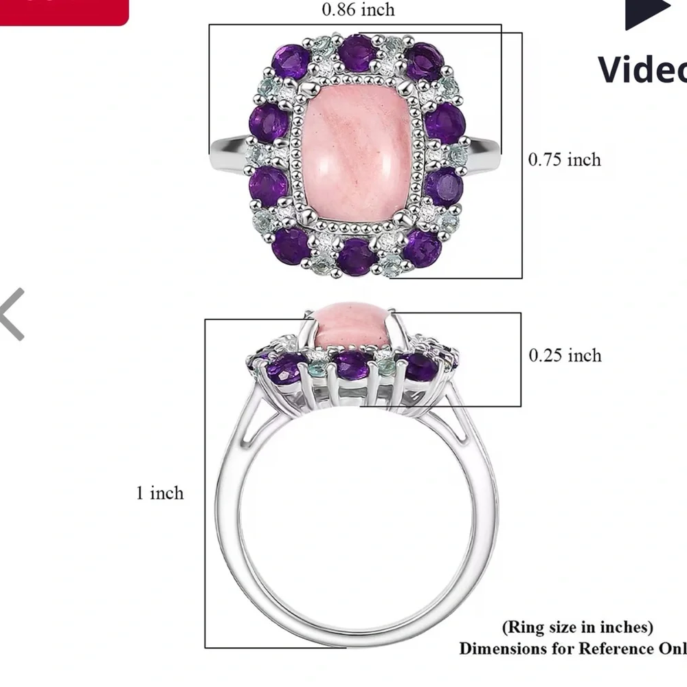 Beautiful Peach Opal Gemstone Ring - Picture 4 of 6